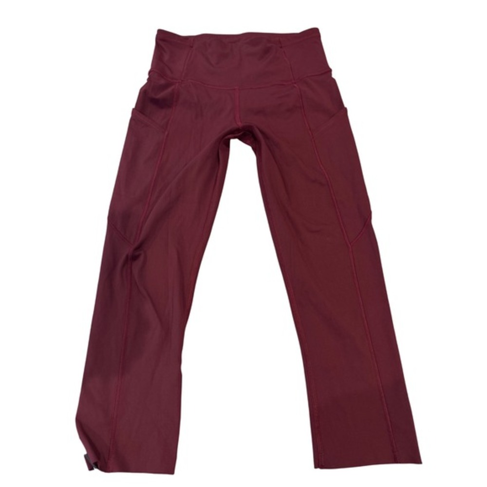 Lululemon‎ High-Rise Cropped Leggings Burgundy Size 4 Pockets